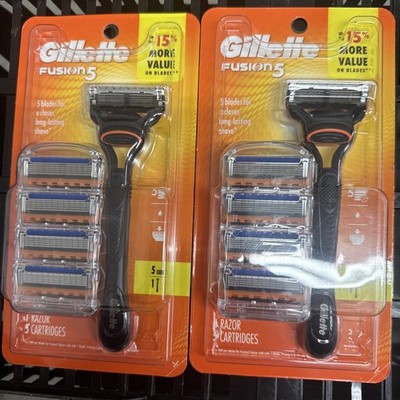 (2) Gillette Fusion 5 Shaving Bundle Total Of Two Handles And Ten Cartridges