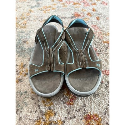 MBT Staka W Beluga Brown Blue Rocker Bottom Walking Sandals Womens 11 US