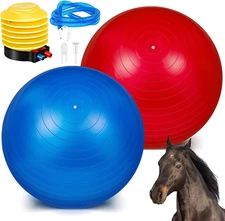 40" Horse Ball Set - 2 Anti-Burst Soccer Balls with Pump, Blue & Red
