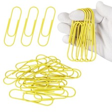 4 Inch Extra Large Paper Clip, 12 Pack Metal Paper Clip, Light Yellow