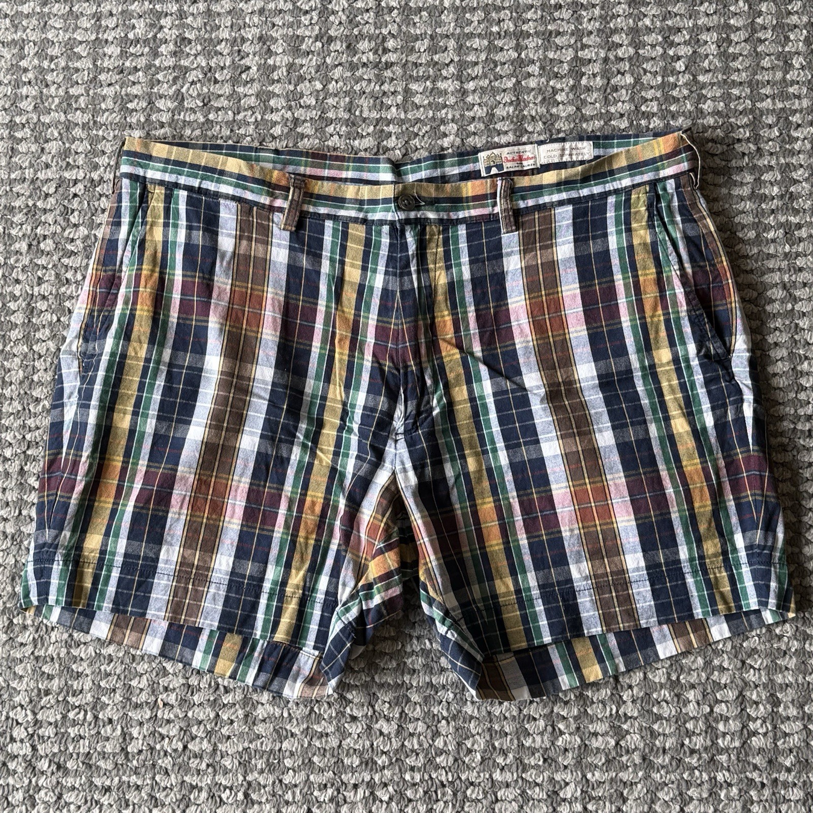 Polo Ralph Lauren Madras Plaid Shorts Men 38 Classic Fit 6” Preppy Cotton