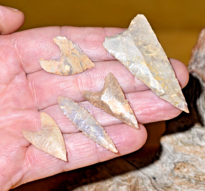 African Neolithic Stone Projectile Knapped Arrowhead Points Sahara Desert Africa