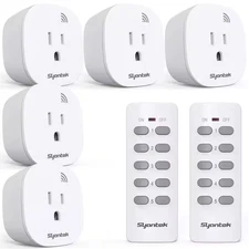 100 Ft. White Expandable Remote Control Outlet Wireless Light Switch, 5 Sockets