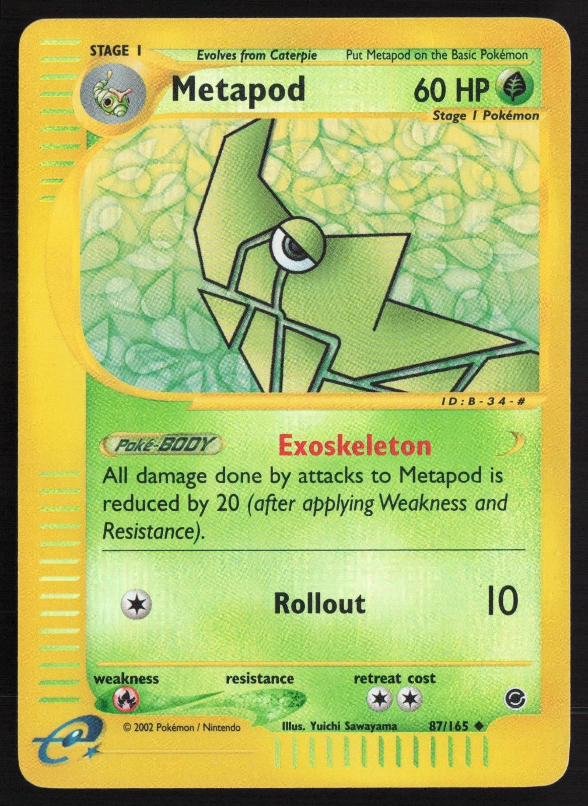 Metapod 87/165 Uncommon Reverse Holo Pokemon Expedition Base Set NM