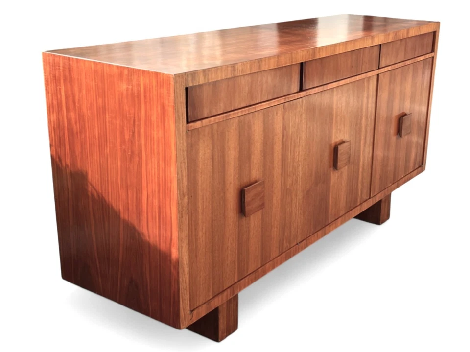 Mid-Century Danish Walnut Credenza 1960s Minimal Design Newly Lacquered - Image 4 of 4