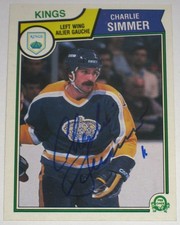 CHARLIE SIMMER SIGNED 1983-1984 O-PEE-CHEE LOS ANGELES KINGS CARD AUTOGRAPH AUTO