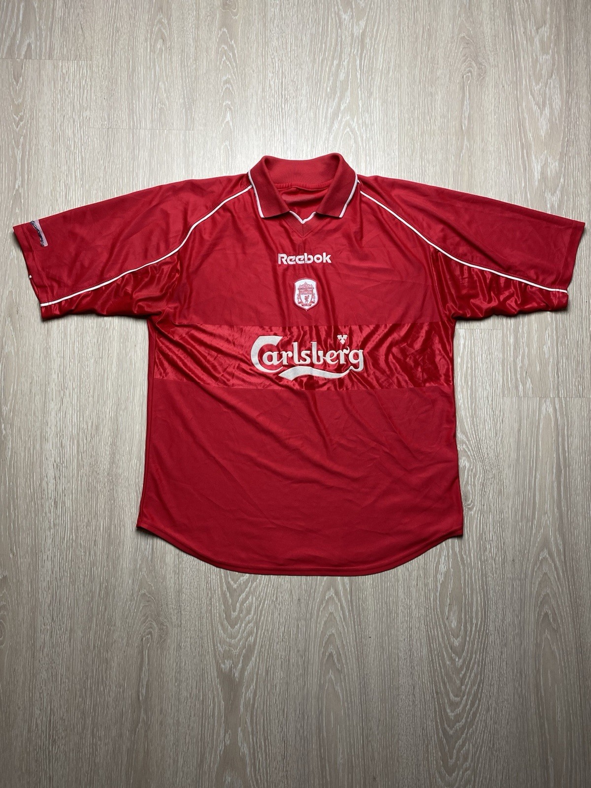 Vintage Liverpool FC 2000-2002 Home Jersey Reebok Carlsberg Treble Era Soccer