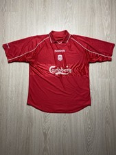 Vintage Liverpool FC 2000-2002 Home Jersey Reebok Carlsberg Treble Era Soccer 