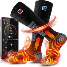 Heated Socks for Men Women 9V Constant Voltage Battery Large, Black 