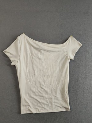 Windsor Women Top L White Off The Shoulder Stretch Easy Care Pullover Casual Tee