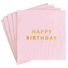 52 Pack Gold Foil Happy Cocktail Napkins - Party Dinner Hand Napkin for Party...