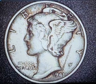 1941 Mercury Dime 90% Silver – Strike Through Debris Obv & Rev Error