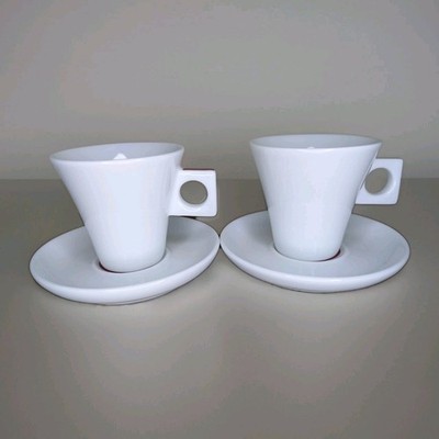 2 x Nescafe Dolce Gusto Espresso Kaffeetassen & Untertassen klein weiß