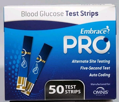 Embrace Pro Blood Glucose Test Strips 50 Count New in Box Exp. 12/18/2025