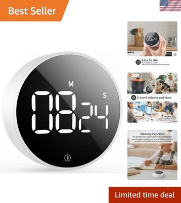 Digital Magnetic Kitchen Timer & Stopwatch with LED Display, White | Up to 99...