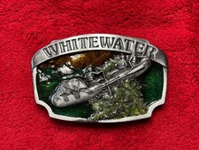 Siskiyou Whitewater Rafting BELT BUCKLE NIB Made in Williams, OR 1984 Pewter