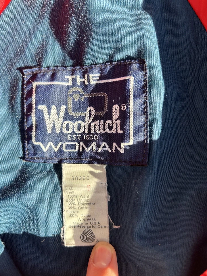 Chaqueta Woolrich vintage para mujer talla pequeña roja lana hervida bolsillos con cremallera completa Foto 3 de 4
