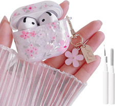 for Cute Glitter Airpods 4 Clear Case,Shell Pattern Flower Aesthetics Design wit