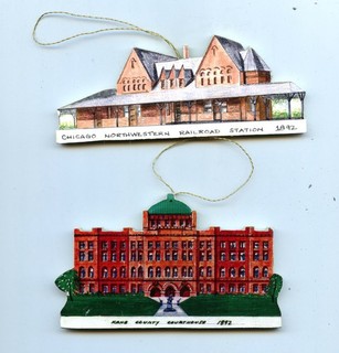Geneva Illinois Wood Christmas Ornaments Buildings 1995 1996 Historical Society
