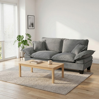 Modular Loveseat Sofa for Small Apartment with Removable Armrests and Wood Frame
