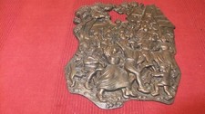 Altes Gusseisen gro&szlig;es altes Relief Wandbild -  Metallguss Fest im Mittelalter