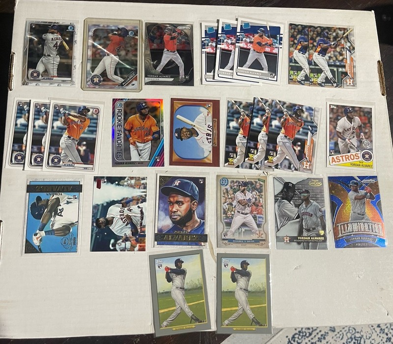 Yordan Alvarez rookie card Lot Of 25 Topps Bowman Donruss Prizm Gallery Chrome #