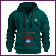 Men's casual hoodie, autumn and winter solid color new fashion multi-pocket.