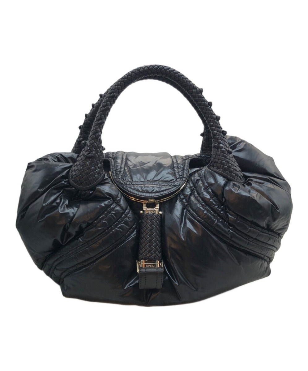 FENDI Spy Bag Nylon Zucca Shoulder Tote Handbag Studs Large Size