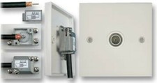 Quality TV Aerial White Slim Screened Single Coax IEC Wall Outlet Plate  100249