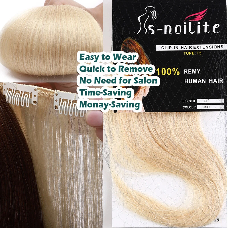 CLEARANCE Clip In Real Remy Human Hair Extensions 8PCS 18Clips Full Head Wefts - image 4 of 4