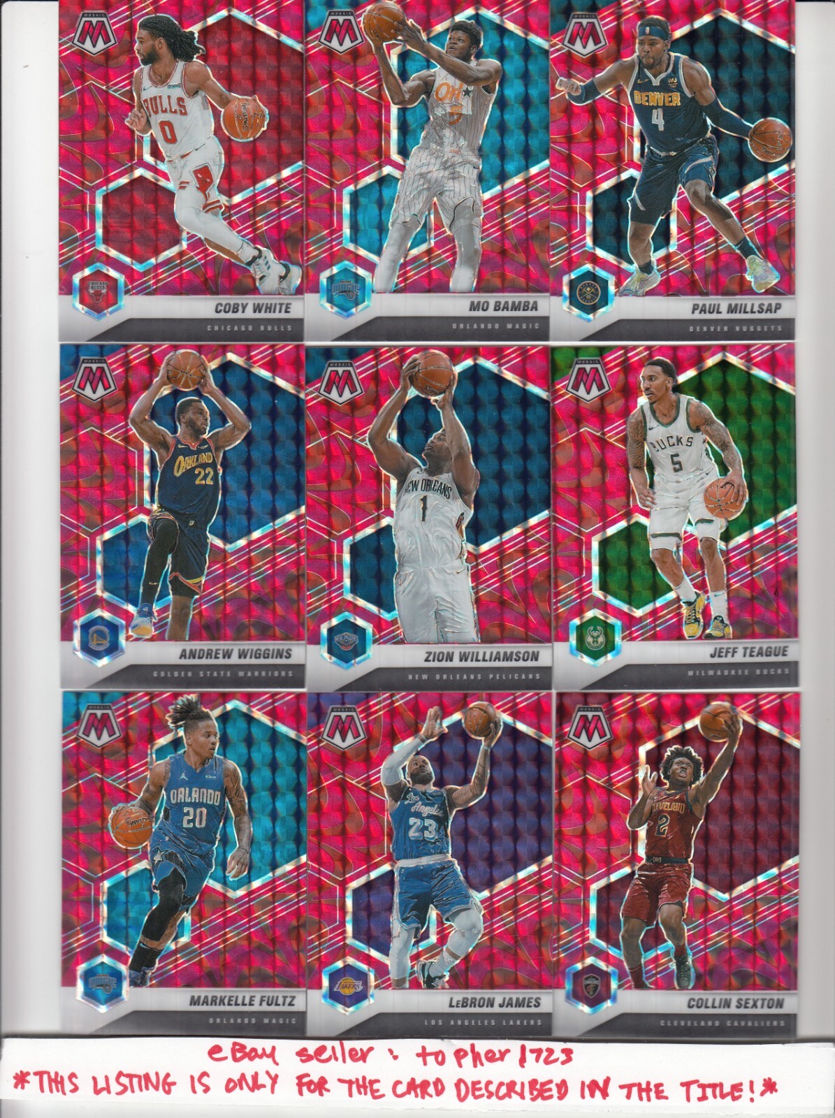 2020-21 Panini Mosaic Parallel Reactive Red ZION WILLIAMSON #49 Pelicans