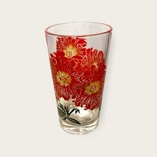 Vintage Boscul, Petunia 5” Peanut Butter Glass Tumbler Mid Century