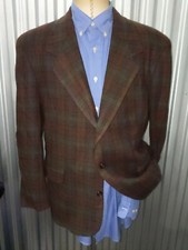 Vintage Burgundy Green Tartan Plaid WOOL Tweed Blazer Jacket Sport Coat 40 M
