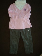 2 tlg. Set * Hose (gefüttert) + Rolli * grau + rosa * Gr. 98 * Tom Tailor + C&A