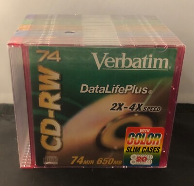 Verbatim CD-RW 74 DataLifePlus 74 Min with Jewel Cases 