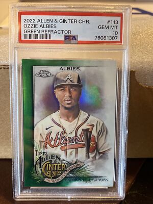 PSA 10 Gem Ozzie Albies 2022 Allen & Ginter Green Chrome 53/99
