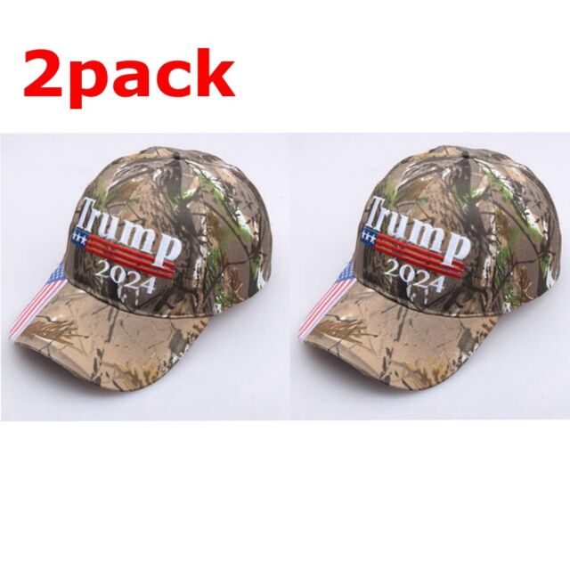 2 pack Trump 2024 US president cap Hat USA flag Camouflage baseball embroidery