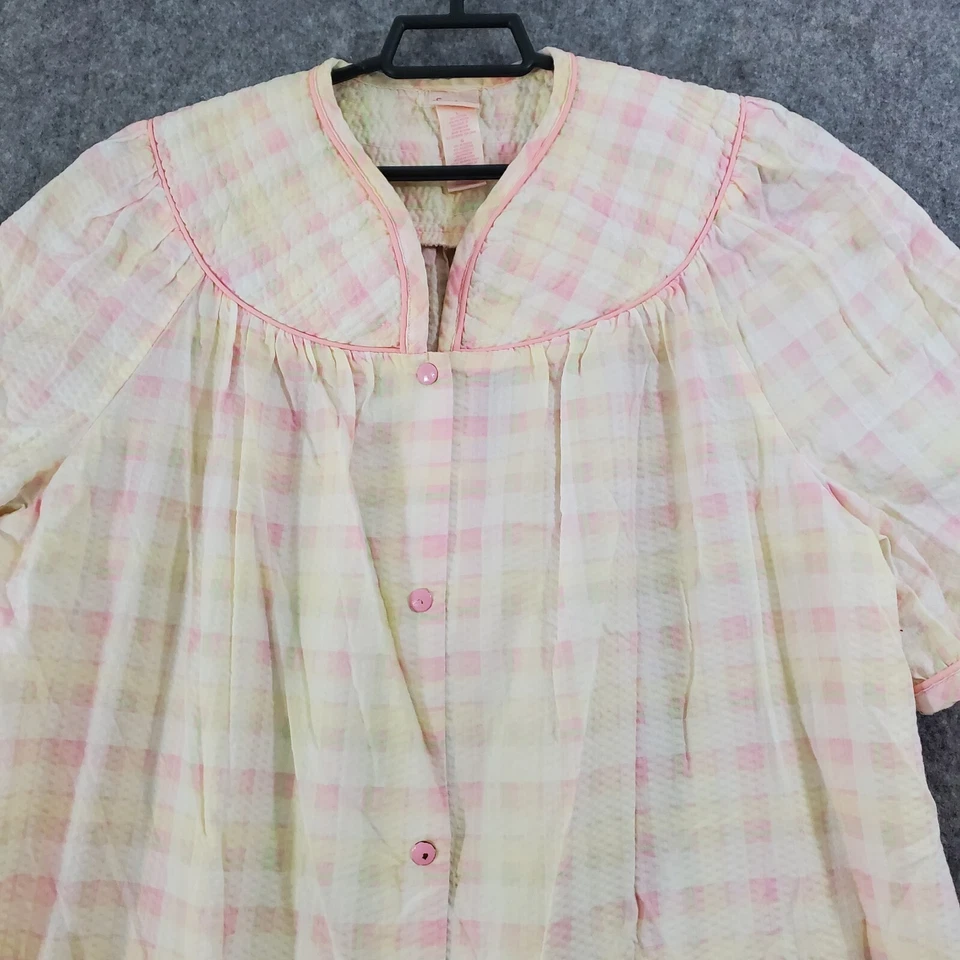 Vestido Secret Treasures para mujer grande amarillo rosa a cuadros frente a presión casa salón Foto 4 de 4