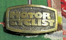 Vintage 1981 Motor Cyclist Magazine brass belt buckle by Petersen Publishing Co.