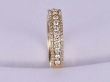 2.00 Ct Round Cut Real Moissanite Band Engagement Ring 14K Rose Gold Finish