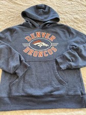 NFL Team Apparel Denver Broncos Football Boys Blue Orange Hoodie 10-12