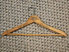 Vintage Wooden Advertising Clothes Hanger Hotel Sherman Chicago IL Valet Service