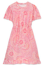 Women's Dress - Orange Paisley Printed Dress - Midi Dress - Medium - Cotton