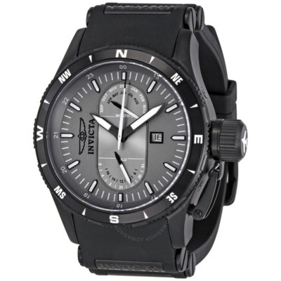 Invicta Men's 1748 Aviator Flight Grey Dial Black Polyurethane Swiss Watch