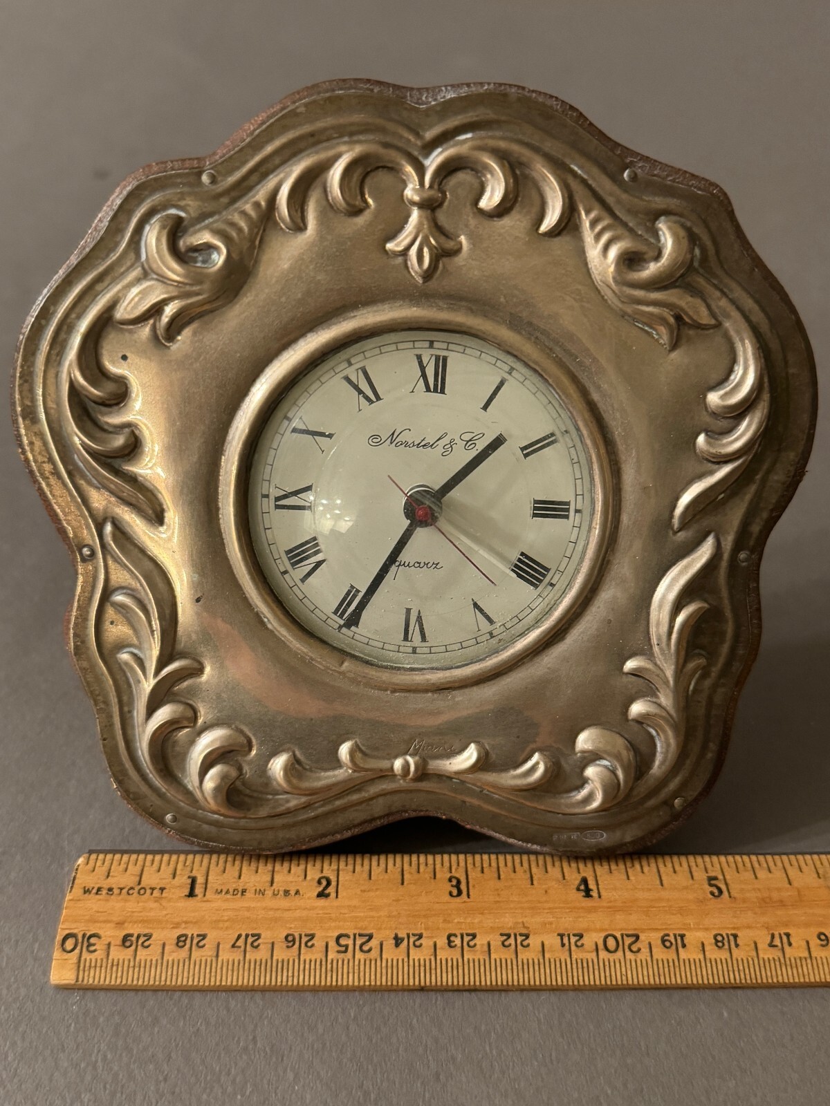 NORSTEL & C CLOCKS SHELF MANTLE DESK CLOCK 800 SILVER MASSIMO AVIOTTI VALENZA