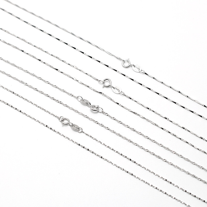 9 Styles Solid Sterling Silver Link Chain Necklace Real 925 Silver