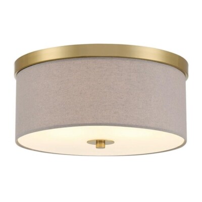 Good Lumens by Madison Avenue 15 in. 2-Light Soft Brass Flush Mount