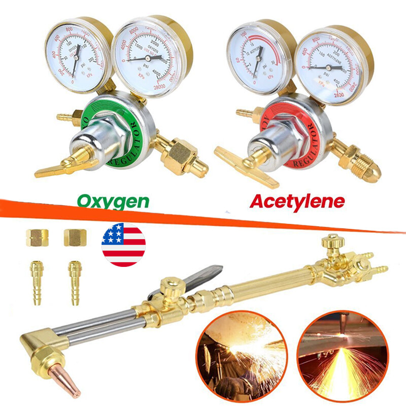 Regolatore Per Saldatura Ossigeno-Acetilene SPARKWHIZ – Doppio Manometro CGA540 CGA200 – Ottone