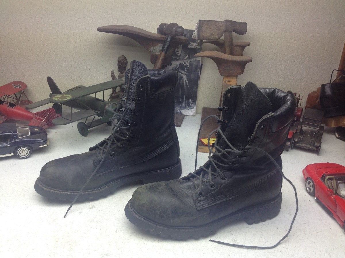 DISTRESSED FIREFIGHTER USA BLACK LEATHER LACE UP STEEL TOE  display picture 2