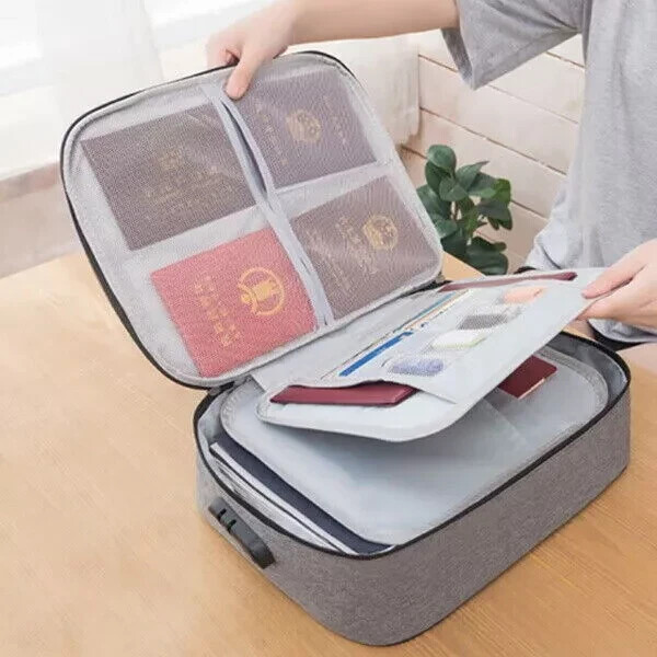 Fireproof Document Box With Locks Waterproof File Storage Organizer Box ...